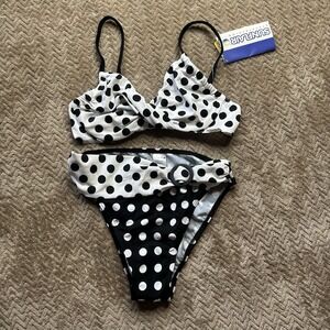 Elegant Sunflair Polka Dot Vintage Style Bikini Set Size 8 NWT